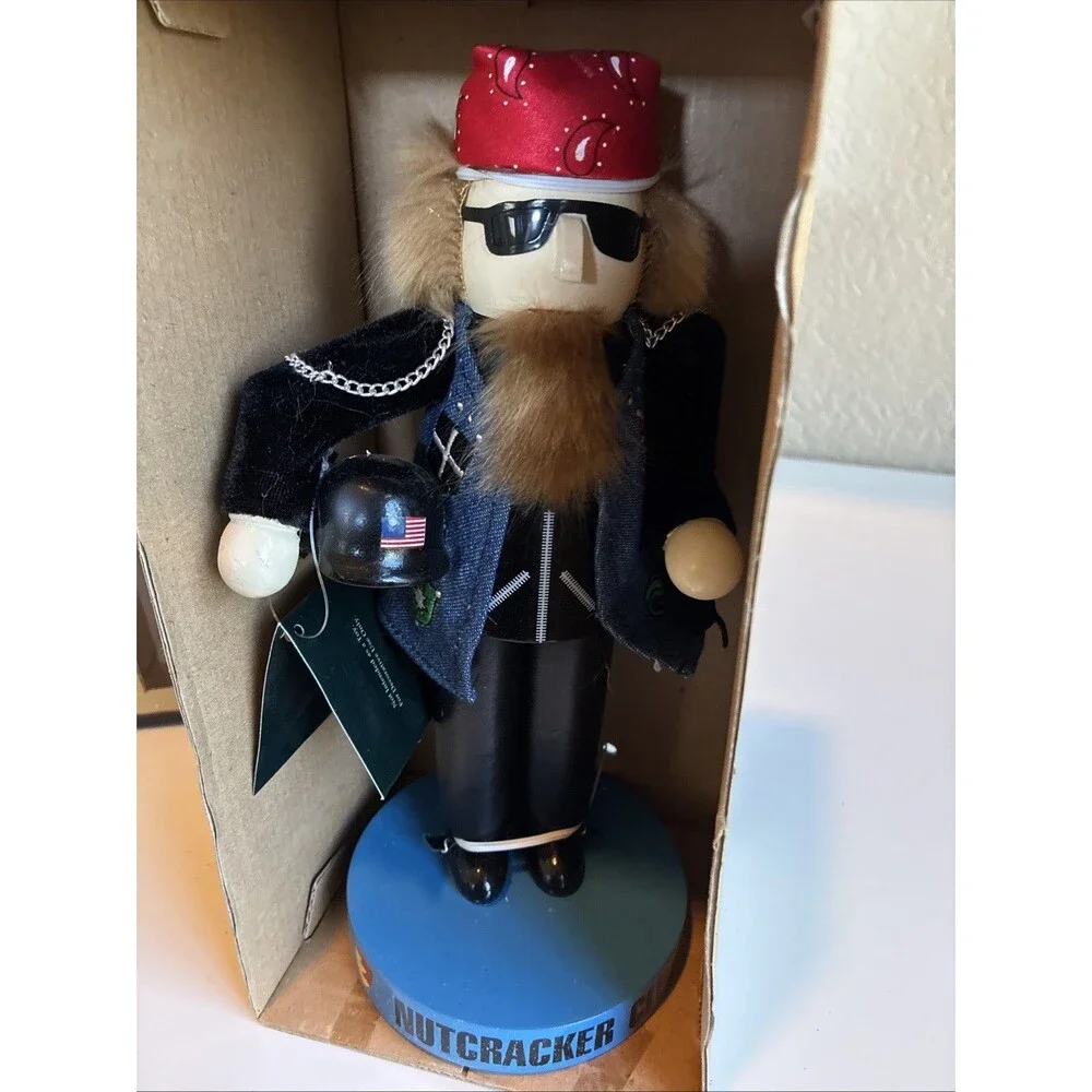 Nutcracker Village Biker Nutcracker Vintage 1999 Holiday Decor Christmas In Box